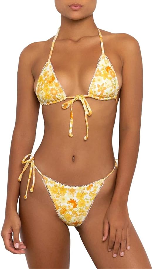Women's Triangle Bikini Set – Tie String Thong Two Piece Swimsuit  - 2  Piece