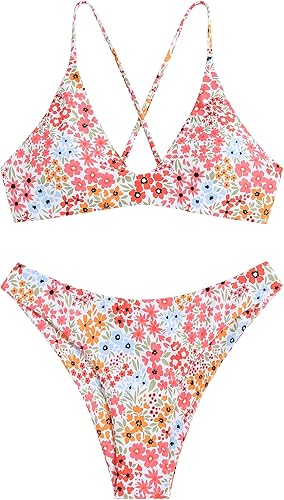 Women's Tie Back Bralette Bikini Set – Padded High Cut 2-Piece